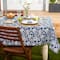 Nautical Blue Floral Print Outdoor Tablecloth, 60" Round